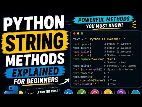 Python String Methods Explained for Beginners | upper(), lower(), replace(), split() & More 🐍