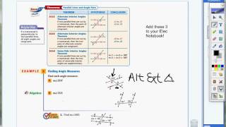 3.2 Example 2   Alternate Interior, Alternate Exterior, Same Side Interior Angles Theorems