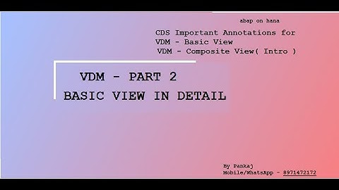 VDM   Part 2 - Basic View in Detail and Composite View