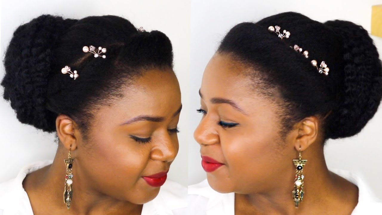 Natural Hair Bridal Hairstyle - 4C Hair - 5 minute Roll and Tuck Short ...