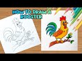 How To Draw Rooster 🐓 Sitting On Tree Branch Easy | Step By Step Drawing Tutorial | Art Is My Soul🤗