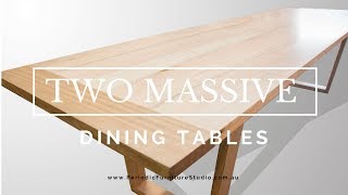 a very modern and very large pair of dining tables - 14 seater dining tables