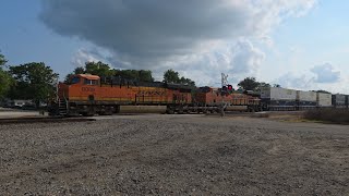 BNSF 8009 EB Intermodal Q Train at MP 130.16 in Chillicothe Illinois 8/7/26