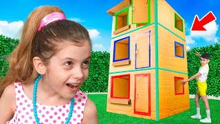 Eva And Giant Cardboard Hotel For Kids