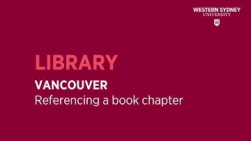 Vancouver - Referencing a BOOK CHAPTER