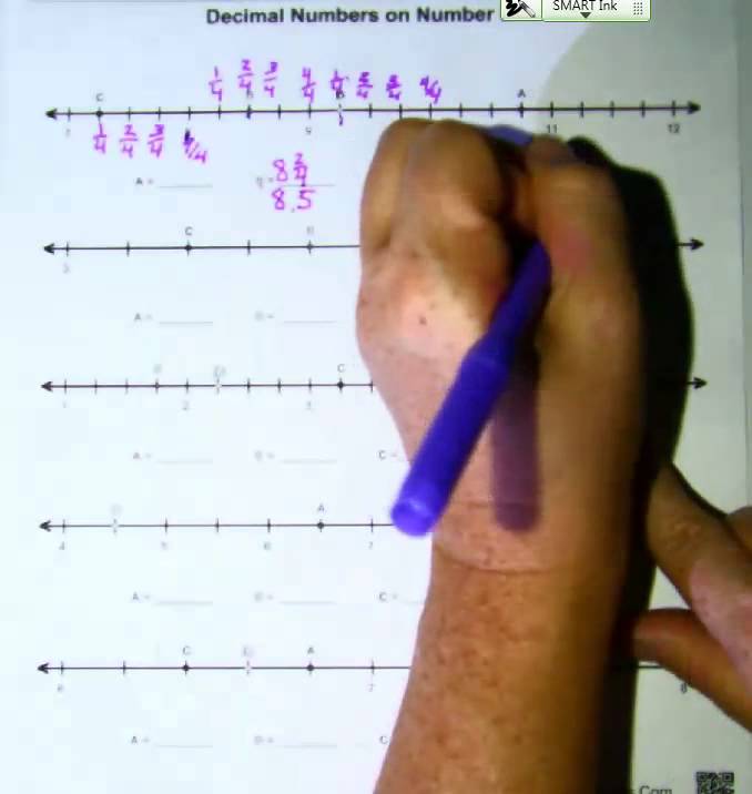 fractions and decimals on the number line - YouTube