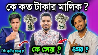 এই তিনজনের মধ্যে কে কত টাকার মালিক | GOGON SAKIB | OMOR ON FIRE | DH KOBIR KHAN |কার ইনকাম সবথেকে |