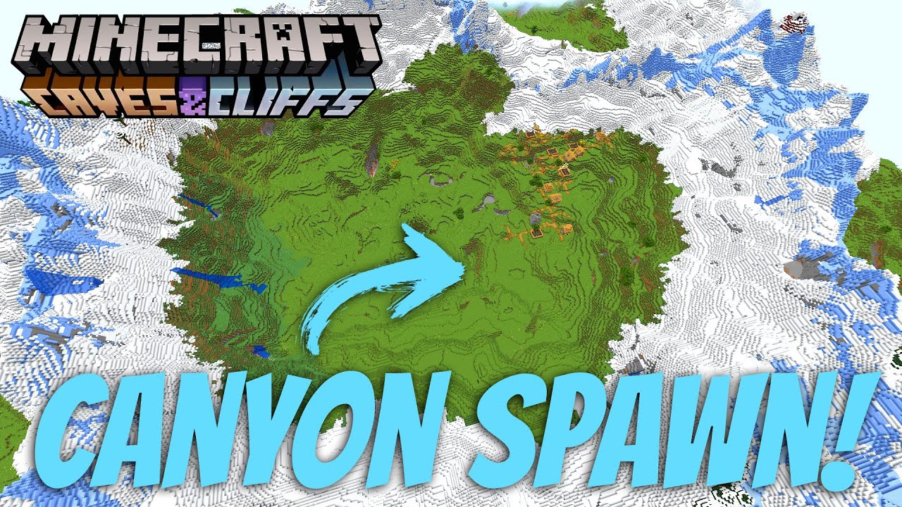 CANYON VILLAGE AT SPAWN! | IGLOO WITH BASEMENT AND EXPOSED RUINED PORTAL | MINECRAFT 1.18.1 SEED