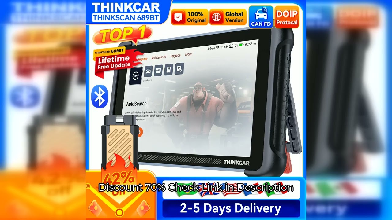 Global Version THINKCAR THINKSCAN 689BT OBD2 Diagnostic Tool DOIP CANFD Bi-directional ECU Coding 34