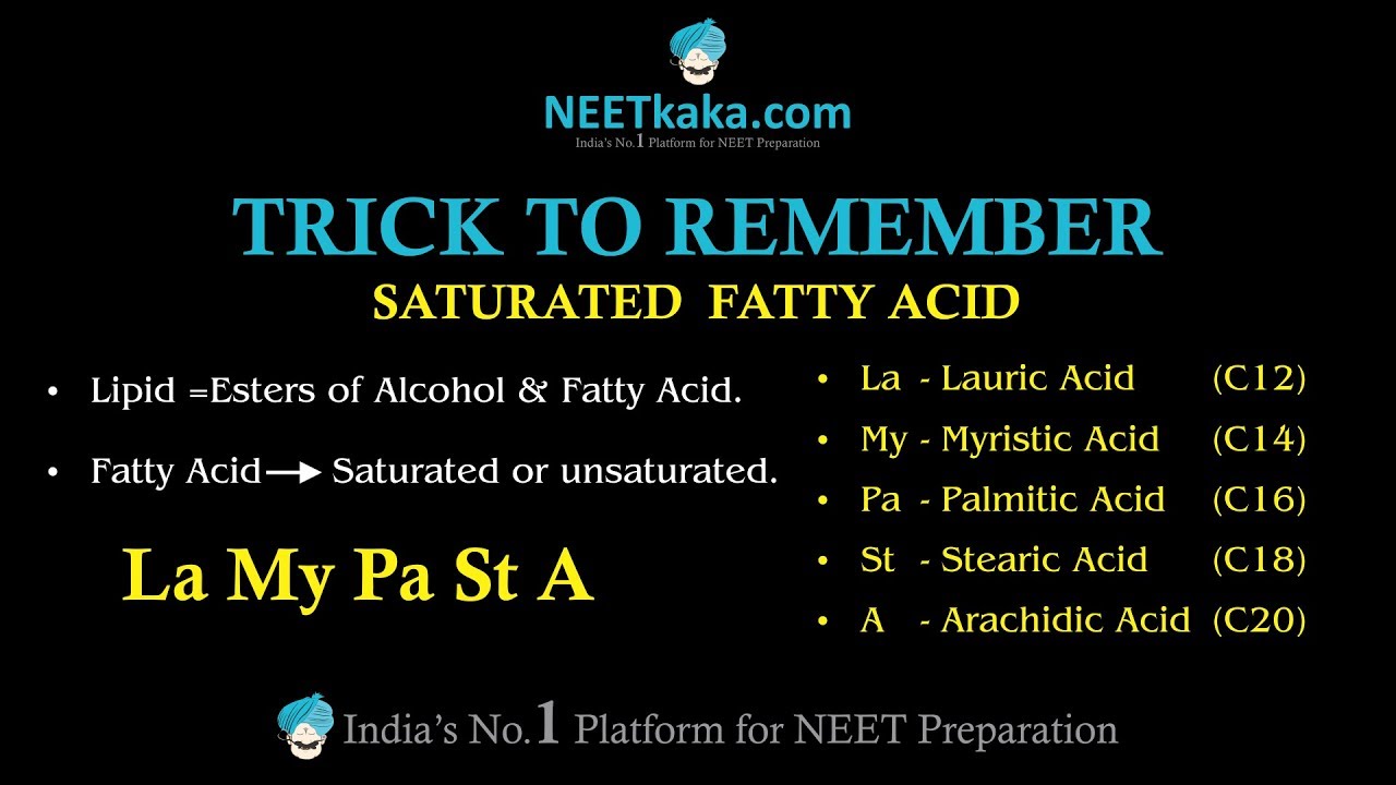 Trick To Remember Saturated Fatty Acid YouTube