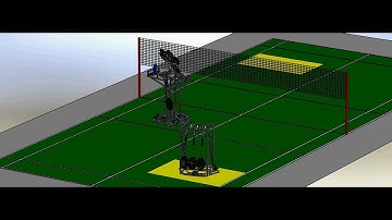 Two badminton playing robots motion simulation | Solidworks | MIT TEAM ROBOCON | ABU Robocon 2015