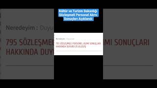 Kültür Ve Turizm Bakanlığı Sözleşmeli Personel Alımı Sonuçları Açıklandı