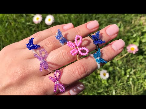 Как сделать кольцо из бисера бабочка. 2 варианта