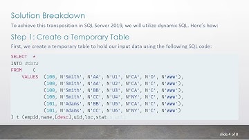 How to Transpose Rows to Columns in SQL Server 2019