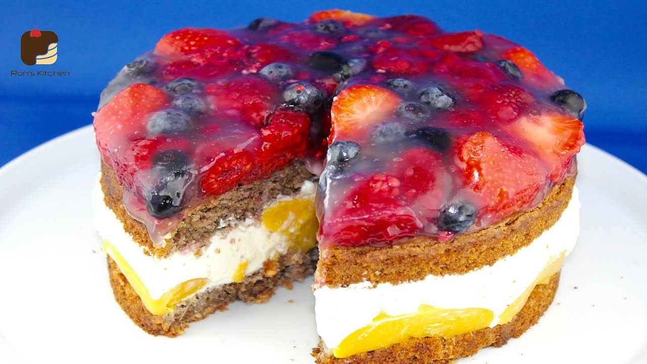 FRUCHT TORTE mit Haselnuss-Walnuss Boden glutenfrei - YouTube