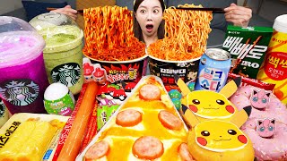 ENG SUB) Korean Convenience Store Food ✨ Starbucks & Dunkin donuts 🍩 Desserts Mukbang ASMR Ssoyoung