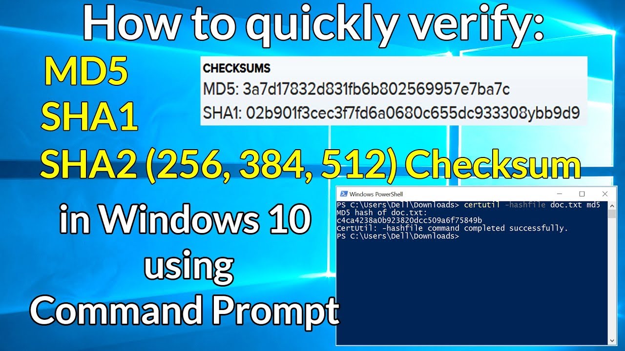 sha1 คือ  Update 2022  How to quickly verify MD5, SHA1 and SHA2 (256, 384, 512) Checksum in Windows using Command Prompt