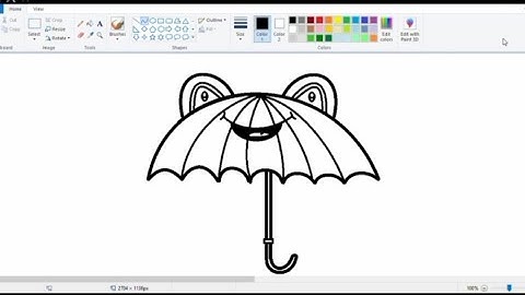 Umbrella drawing in ms paint | how to draw an umbrella in ms paint | Umbrella drawing step by step.