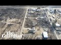 Drone footage shows town scorched by Texas wildfire