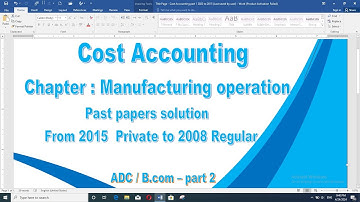 manufacturing Operation B.com/ADC II 2015 private to 2008 reg. Solved By Tanveer Ahmed