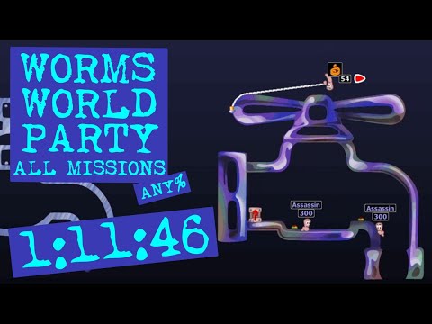Worms World Party Remastered (PC) - All Missions Any% NMS speedrun in 1:11:46 (former WR)