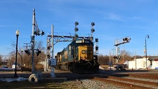 CSX SD50-2 & C40-8 pass under the old C&O Cantilever while heading south w/ CSX Autorack Train Q216
