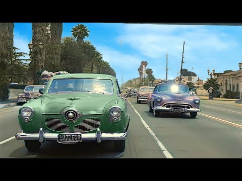 California 1952, Hollywood to Sunset Strip in color [60fps,Remastered] w/sound design added