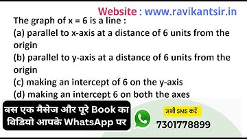 The graph of x = 6 is a line :(a) parallel to x-axis at a distance of 6 units from the origin(b) par