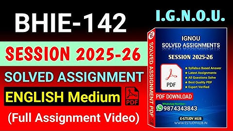 BHIE 142 Solved Assignment 2025-26 English, BHIE 142 Solved Assignment 25-26, BHIE-142 Assignment