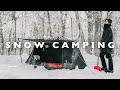 【ソロキャンプ】心に残る雪中キャンプを：snow camping , GRIP SWANY , wood stove , solo overnight , Jeep wrangler