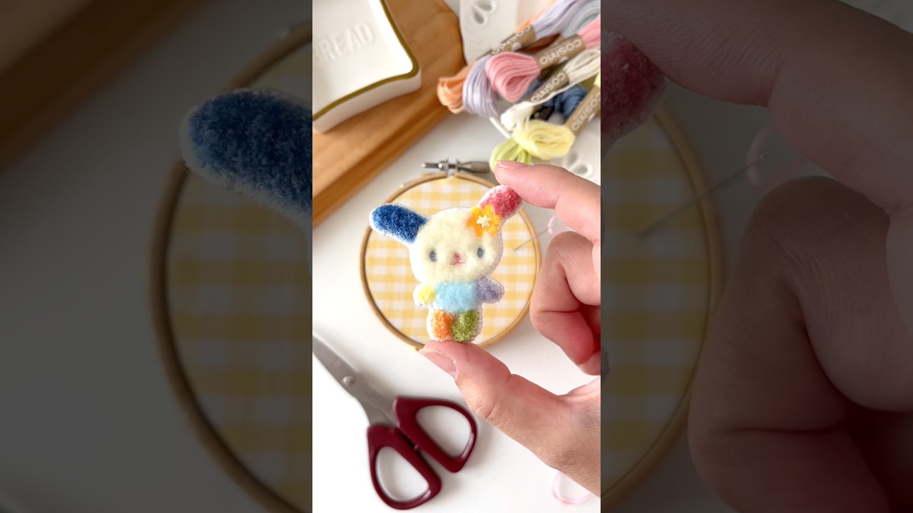 モコモコ刺繍でウサハナ作ったよ🐰🌼🪡 #sanrio