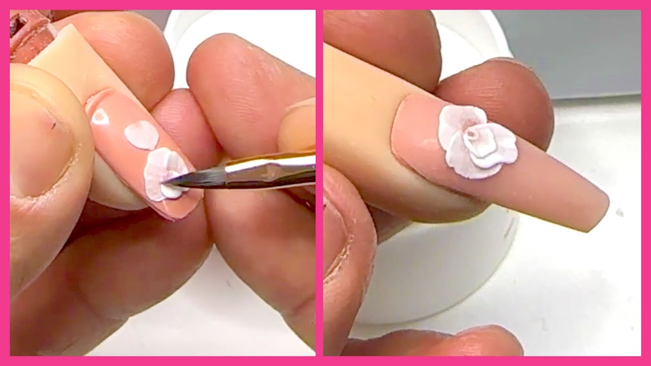 YN NAIL SCHOOL - How To Create Acrylic 3D Flowers on Acrylic Nails