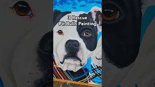 3 Rescue Pit Bulls Painting By Dog Artistry