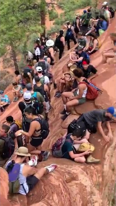 Overcrowding at Angels Landing, Zion National Park, Utah
