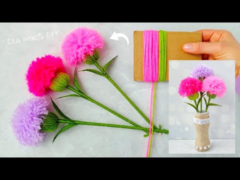 It's so Beautiful 💜🧶 Super Easy Flower Craft Ideas with Wool - DIY Amazing Yarn Flowers