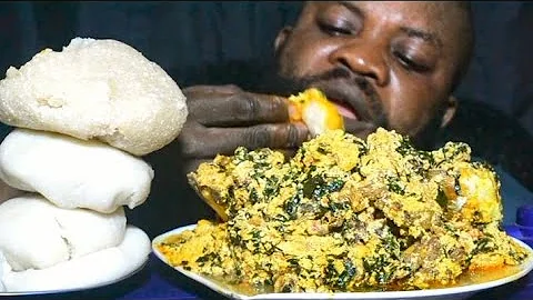 Asmr mukbang eating spicy egusi soup and cassava fufu nigeria eating sound 