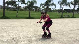 How to jump safely on inline skates and how to avoid falling backwards.