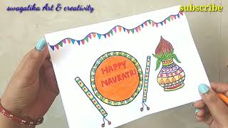 Navratri drawing/Navratri card/Navratri special drawing/garwa drawing/how to draw Navratri drawing screenshot 5