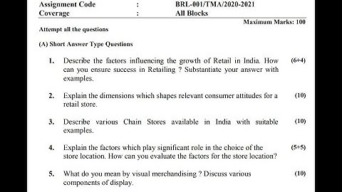 IGNOU BRL-001 Solved Assignment | Overview of Retailing Solved Assignment 2020-2021