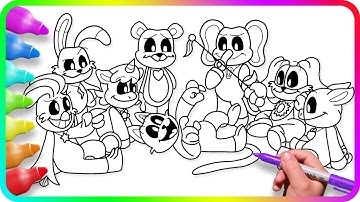 SMILING CRITTERS Coloring Pages - CatNap Playing / Satisfying Coloring Poppy Playtime characters