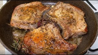 How to cook a juicy Pork STEAK in a frying pan. Pork steak is fast and tasty.
