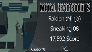 MGS2: Substance | PC | Raiden (Ninja) | Sneaking | Level 08 | Caution% | 17592 Score