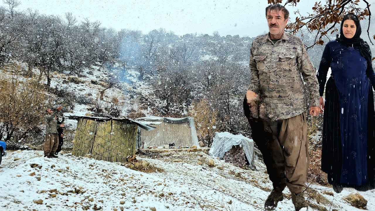 Охота в снегу в исполнении этого кочевника | Жизнь иранского кочевника в снегу