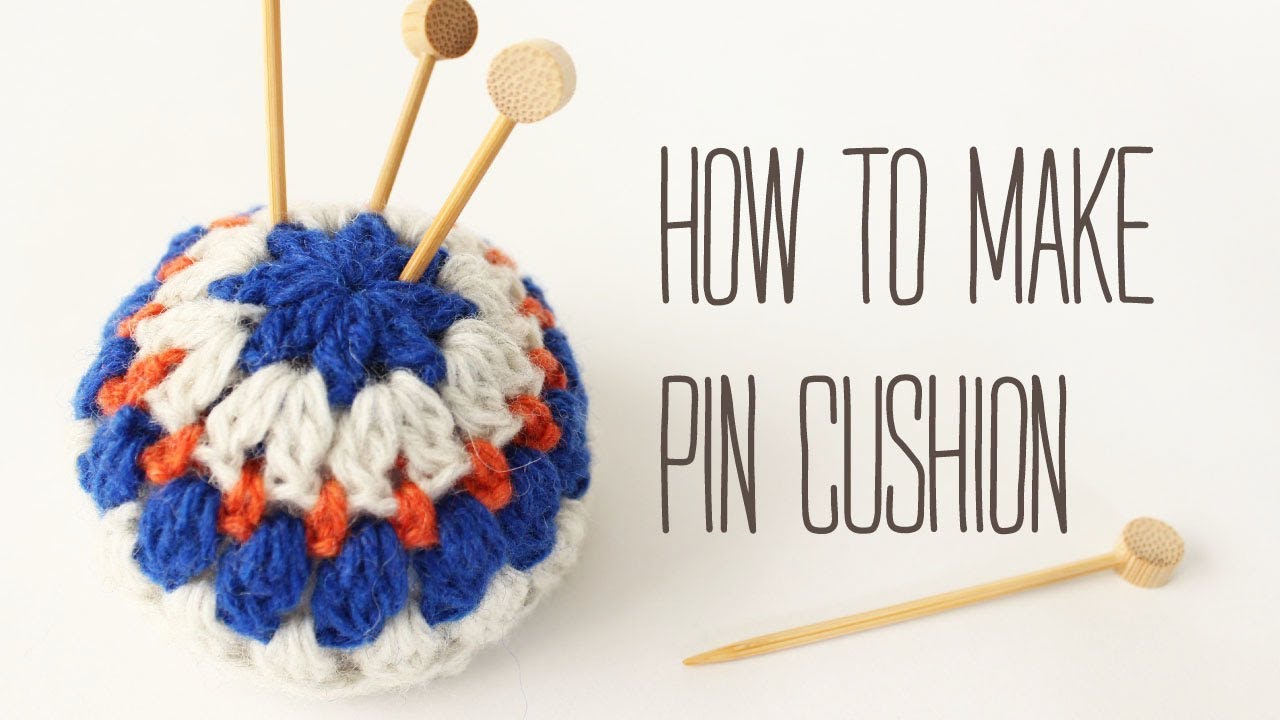 【Crochet】How to make pin cushion☆【編み物/かぎ針編み】簡単にできる小物「ピンクッション」
