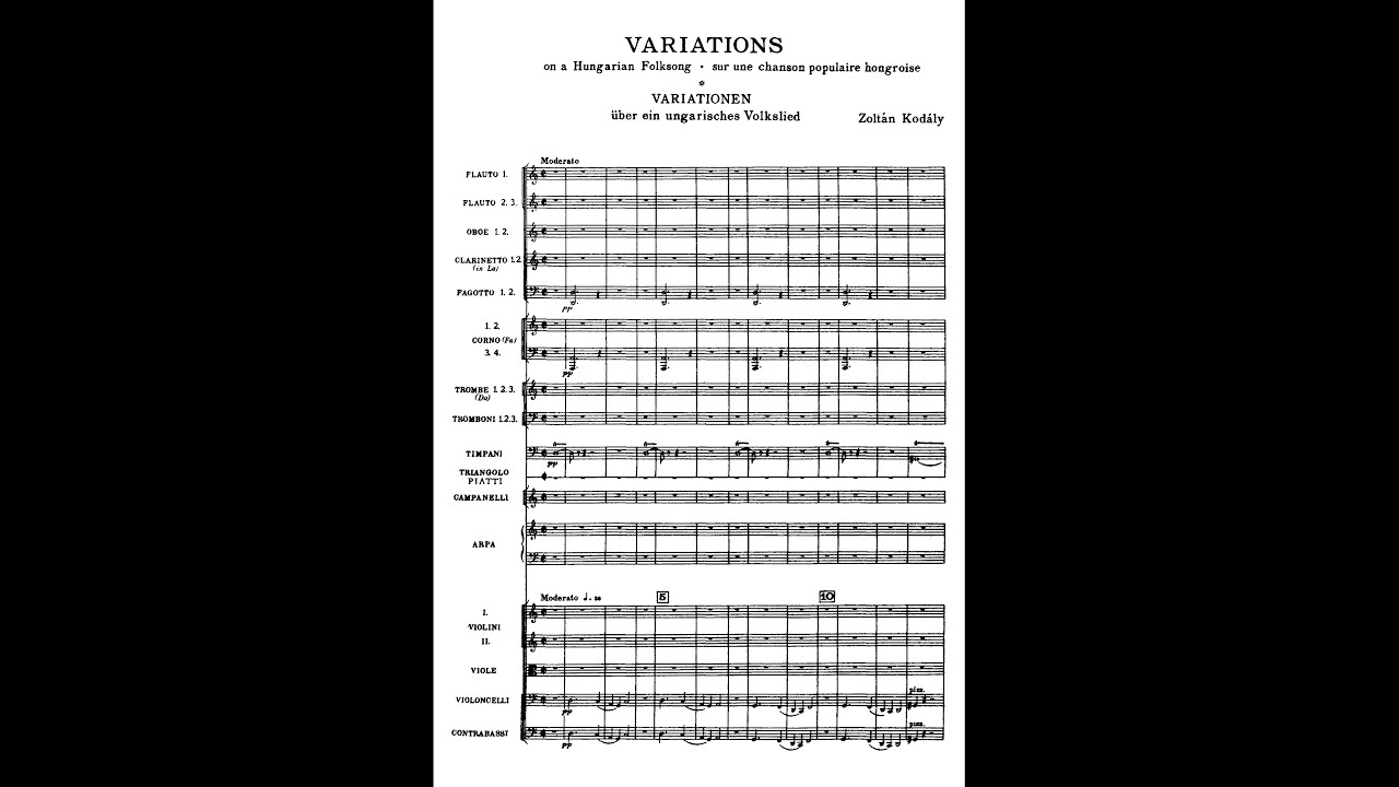 Zoltán Kodály - Variations on a Hungarian Folksong (score video)