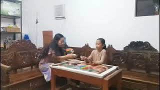 Tasya and mom play playing cards Part 01