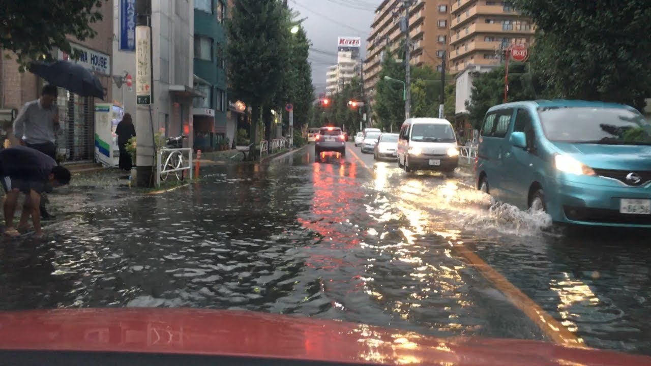 世田谷区 駒沢公園通りの冠水 ゲリラ豪雨の後 17 8 19 Flood Youtube