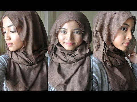 Hijab style: loose with twisted front [PASHMINA] - YouTube