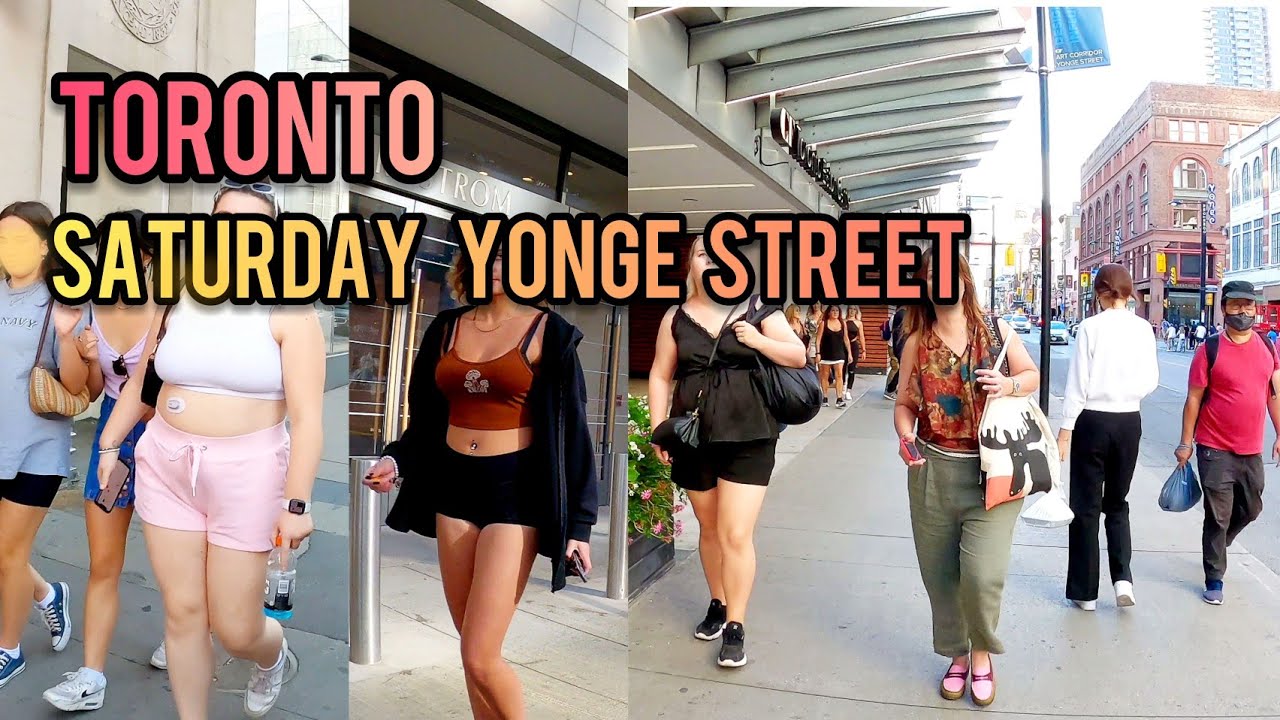 Toronto Saturday Yonge & Dundas Square, Downtown Walking Tour Canada 4k ...