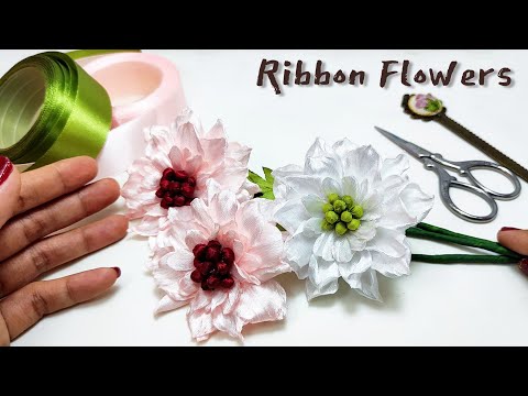 DIY Scabiosa Flower Tutorial How To Make Satin Ribbon Flowers Easy